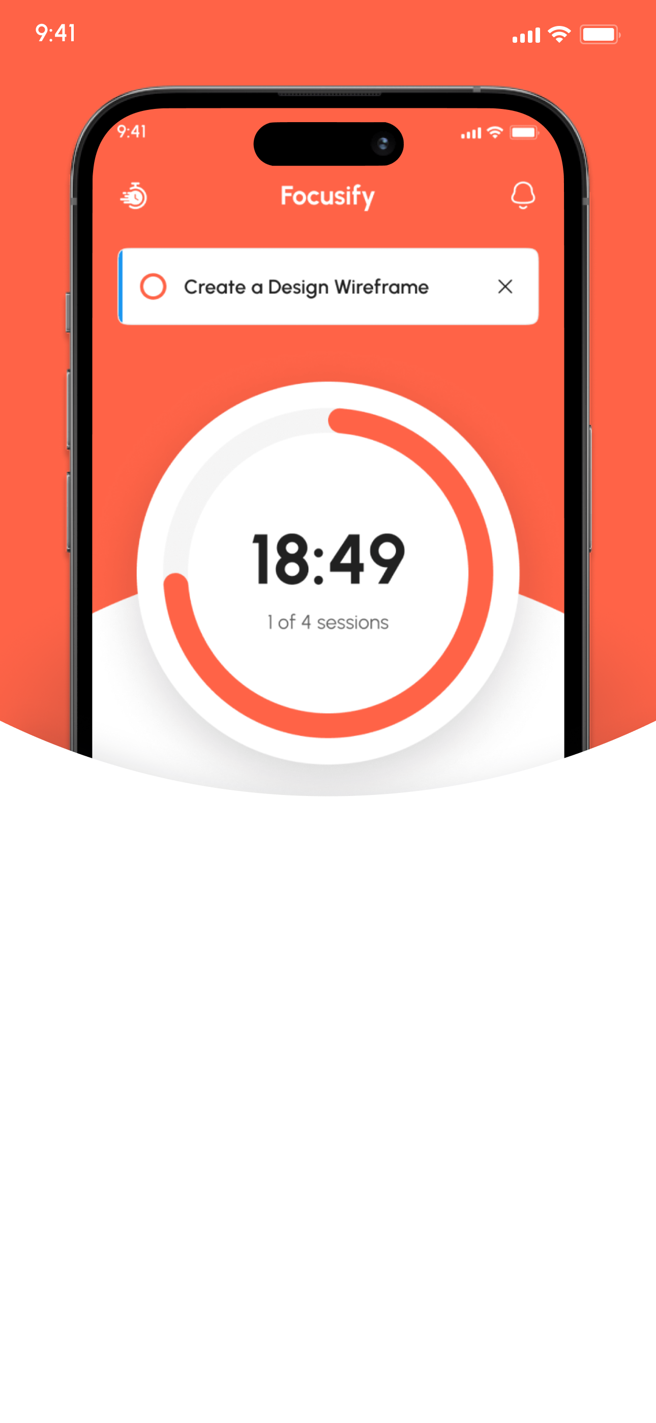 Màn hình Pomodoro của FocusChunks
