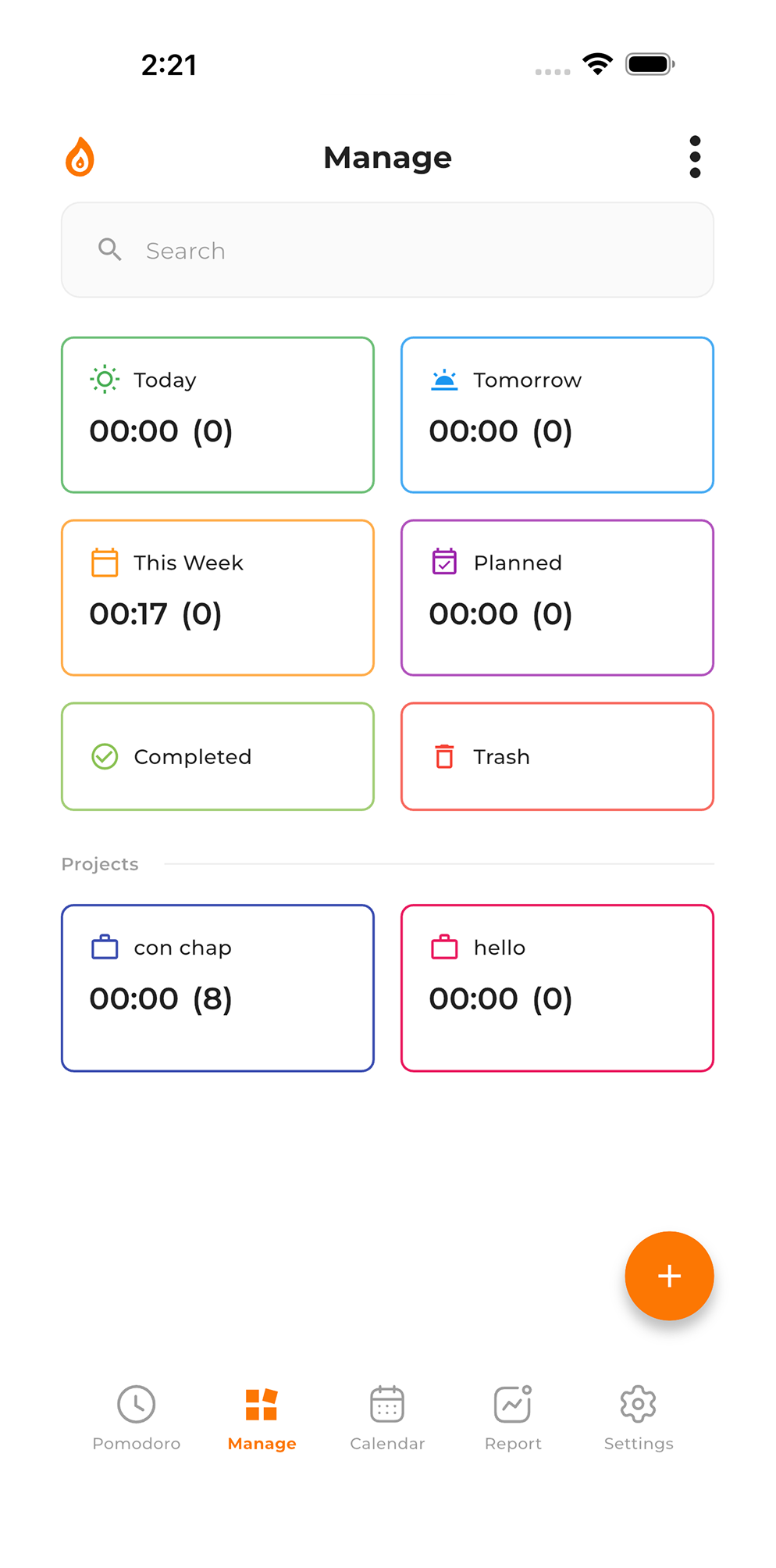 FocusChunks task management screen